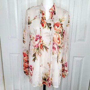 SUSAN GRAVER White Floral Blouse & Tank Top 2-Piece